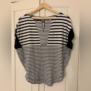 Zenergy By Chico's‎ 0 Top Women's S 4 Athleisure Stretch Black White Stripe